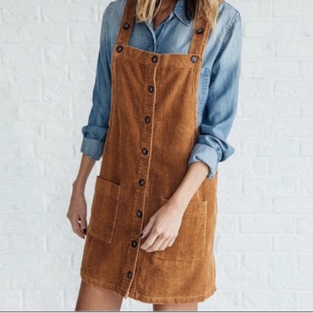 Ellison x Urban Outfitters Brown Corduroy Overalls Jumper Dress